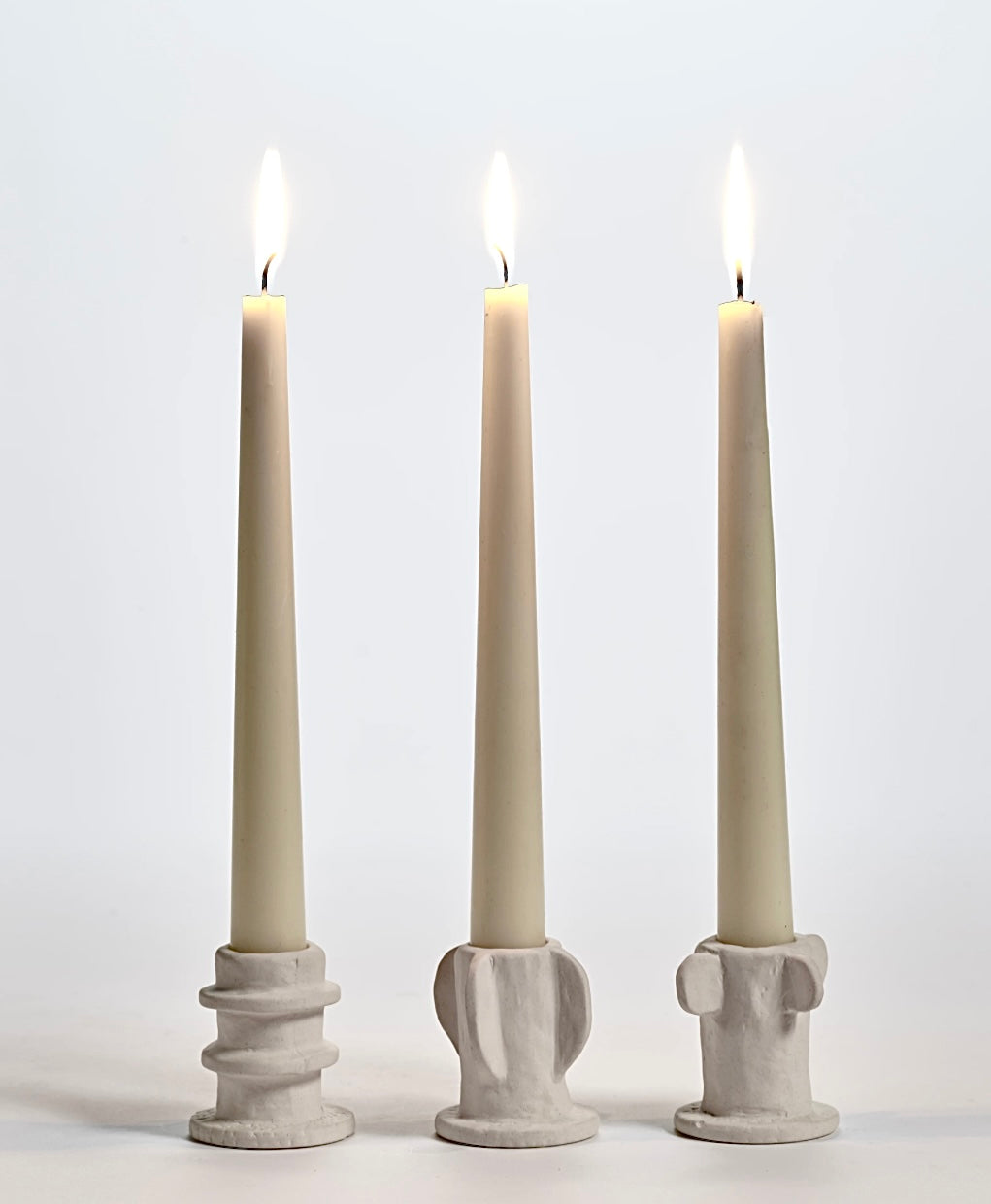 Set of 3 stoneware candle holders