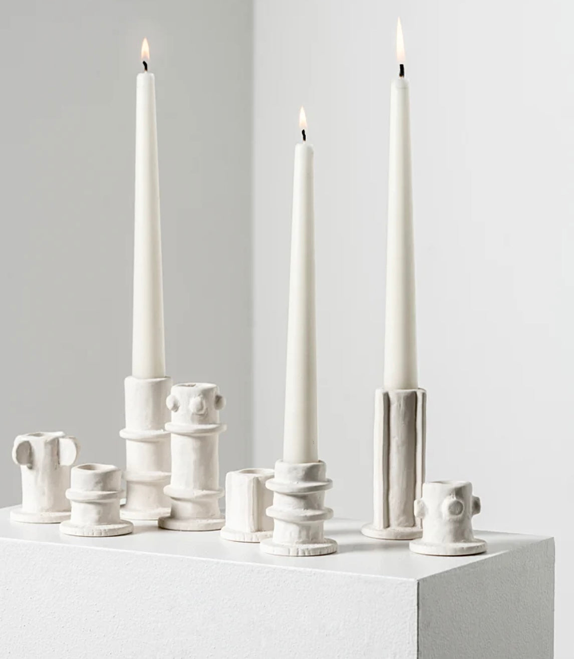 Set of 3 stoneware candle holders