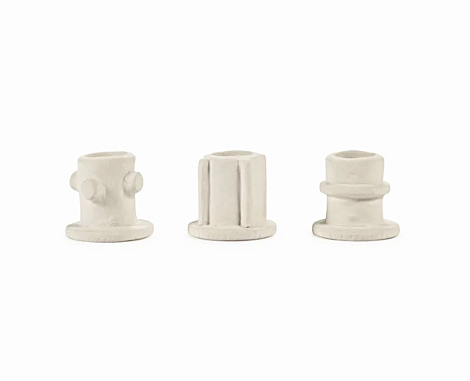 Set of 3 stoneware candle holders