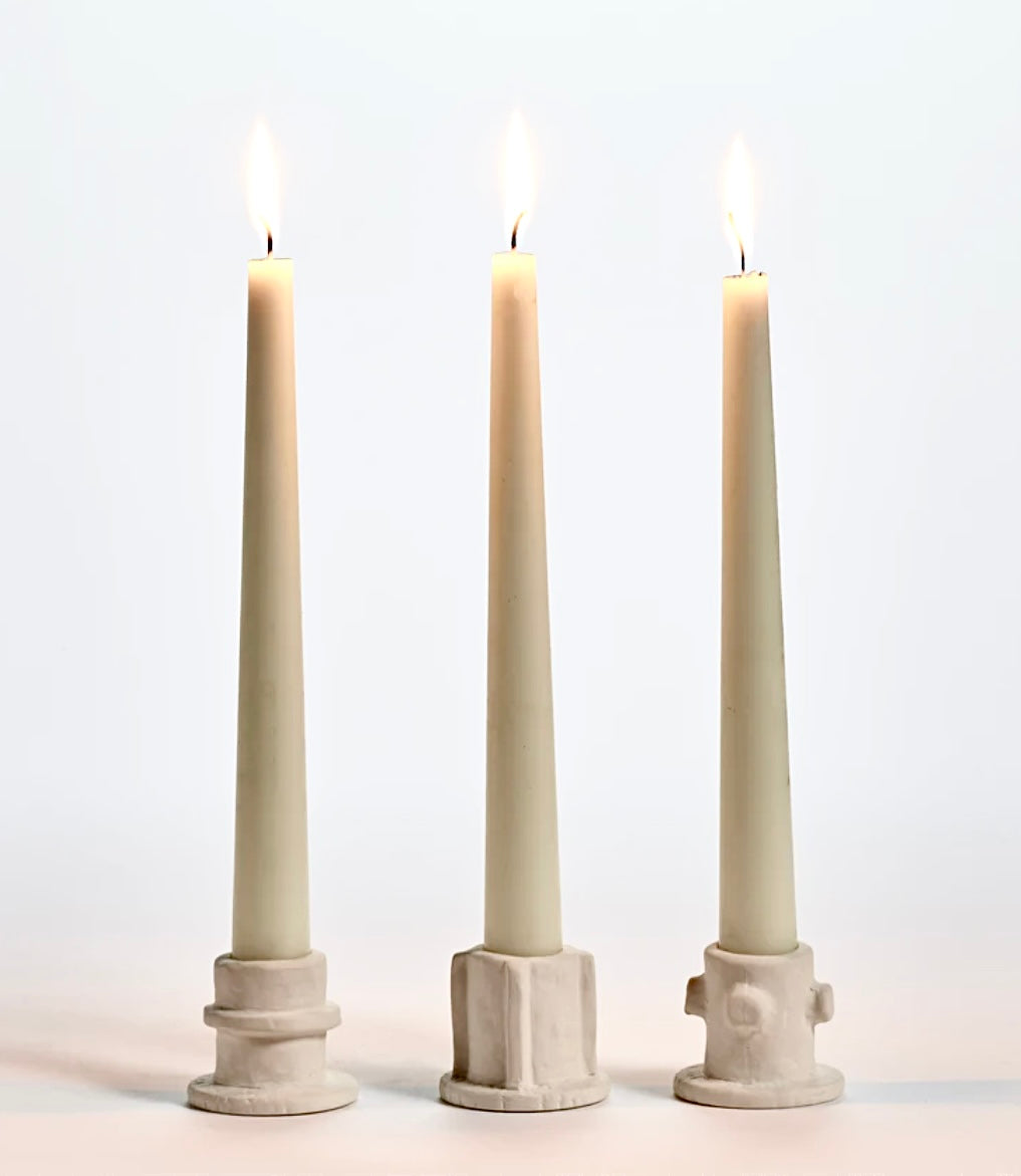 Set of 3 stoneware candle holders