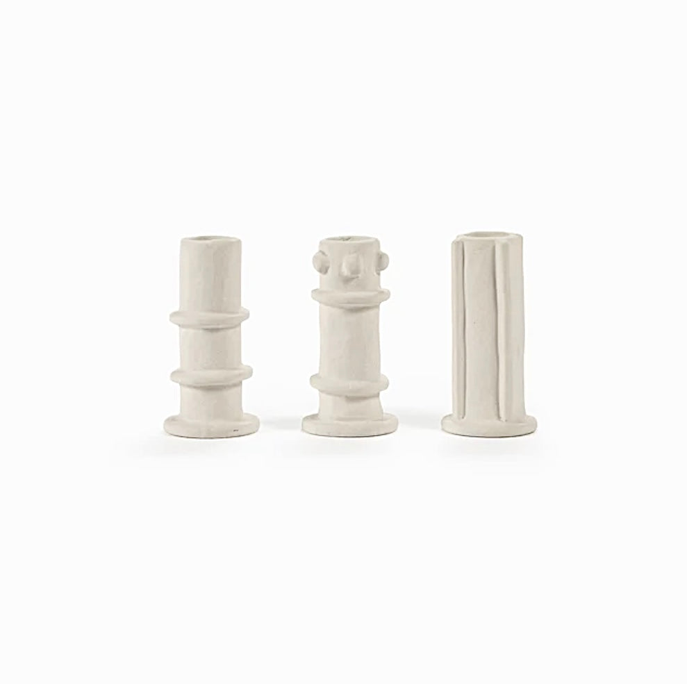 Set of 3 stoneware candle holders